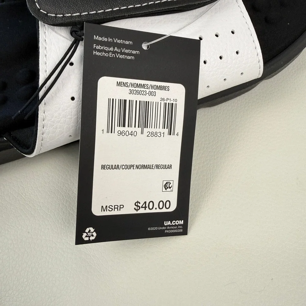 Under‎ Armour Ignite Pro SL Slides Mens Size 17 Black White Athletic Sandals